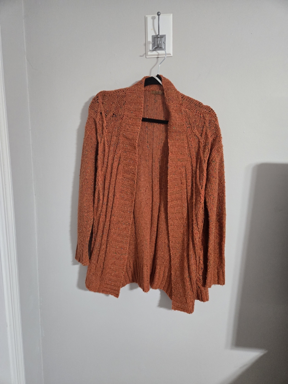 Belldini Open-Front Knit Cardigan in Rust